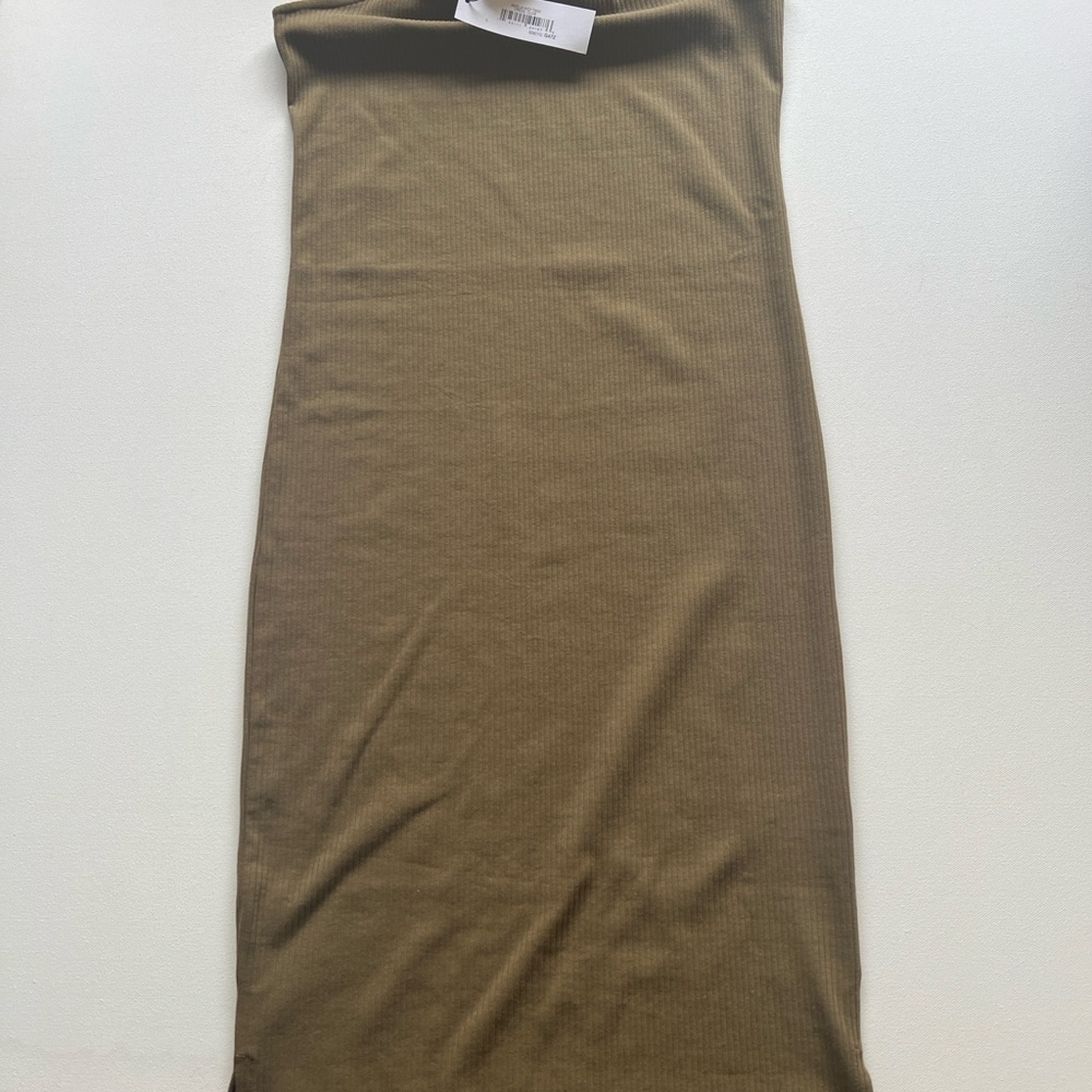 NWT The Drop Amelia Olive Green Ribbed Midi Tank Cotton Dress Size Small (E2) - Picture 2 of 7